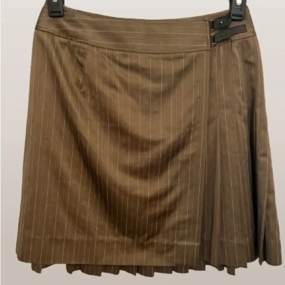 Doncaster Brown Tan Wrap Mini Skirt